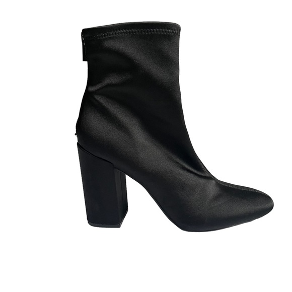 Jessica Simpson Black Satin Zip Up Booties Sz 10 - Picture 1 of 8